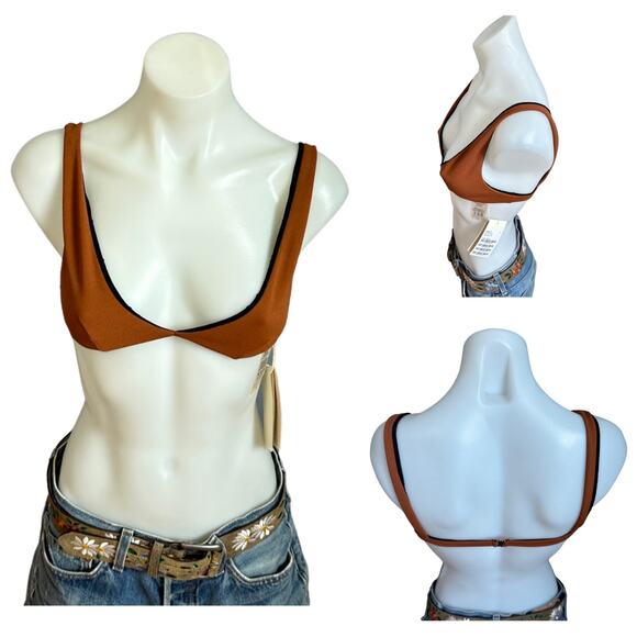 HAIGHT. Copper Brown Triangle Bikini Top SMALL Minimal Designer Crepe  $139 NEW - Picture 9 of 9